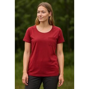 Fjällräven Övik Women’s T-Shirt Raspberry Red Size L — 100% Organic Cotton NWT